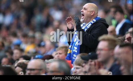 Tifosi di Brighton e Hove Albion durante la partita della Premier League all'AMEX Stadium di Brighton. Foto Stock