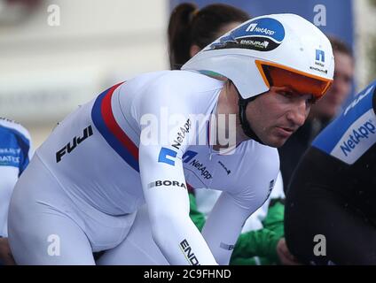 Team Team NetApp - Endura durante il Tirreno Adriatico 2013, ,San Vincenzo - Donoratico (16,9 km) il 06 2013 marzo a San Vincenzo, Itale - Foto Laurent Lairys / DPPI Foto Stock