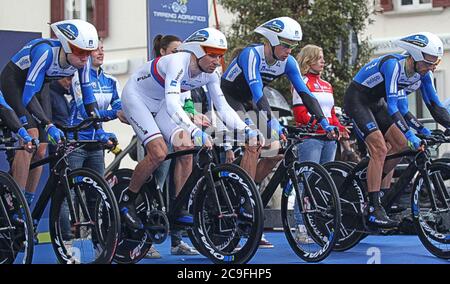 Team Team NetApp - Endura durante il Tirreno Adriatico 2013, ,San Vincenzo - Donoratico (16,9 km) il 06 2013 marzo a San Vincenzo, Itale - Foto Laurent Lairys / DPPI Foto Stock