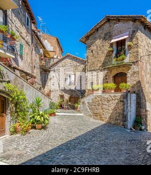 Castelnuovo di Porto, piccolo e bellissimo borgo in provincia di Roma, Lazio, Italia. Foto Stock