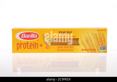 Scatola di Barilla Protein Plus Angel capelli pasta da 100% proteine a base di piante Foto Stock