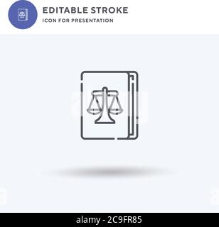 Vettore di icone di libro legge, segno piatto riempito, pittogramma solido isolato su bianco, illustrazione del logo. Icona del libro di legge per la presentazione. Illustrazione Vettoriale