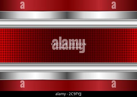 Sfondo metallico. Rosso e argento con fibra di carbonio texture.concetto di tecnologia metallo. Illustrazione Vettoriale