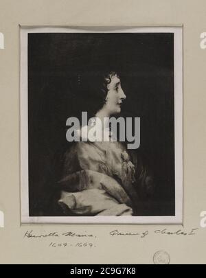 Jacobite Broadside - Ritratto della regina Henrietta Maria (1609-1669). Foto Stock