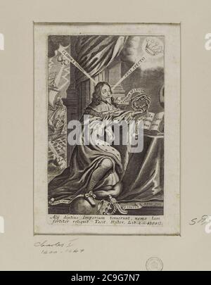 Jacobite Broadside - Ritratto di Carlo i (1600-1649) 06. Foto Stock