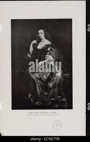 Jacobite Broadside - Anne Hyde, Duchessa di York, da un dipinto di Lely. Foto Stock