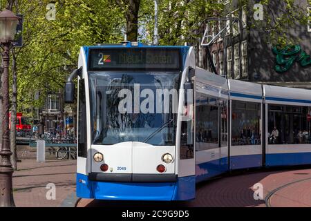 Il Tram, Amsterdam, Paesi Bassi Foto Stock