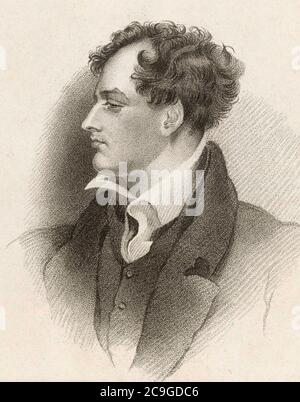 GEORGE GORDON BYRON, Lord Byron (1788-1824) poeta e politico inglese, circa 1813. Foto Stock