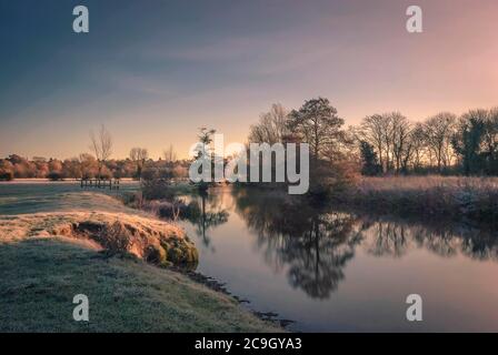 Una mattina inverni in Dedham Vale, Essex, Regno Unito Foto Stock