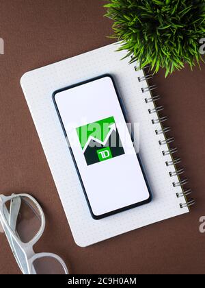 Assam, india - agosto 2, 2020 : TD Ameritrade un broker che offre una piattaforma elettronica di trading per investire e commerciare. Foto Stock