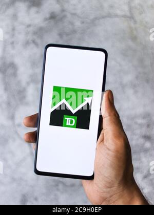 Assam, india - agosto 2, 2020 : TD Ameritrade un broker che offre una piattaforma elettronica di trading per investire e commerciare. Foto Stock