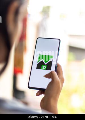 Assam, india - agosto 2, 2020 : TD Ameritrade un broker che offre una piattaforma elettronica di trading per investire e commerciare. Foto Stock