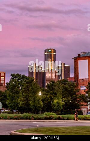 Detroit, Michigan - sede generale della General Motors nel Renaissance Center. Foto Stock
