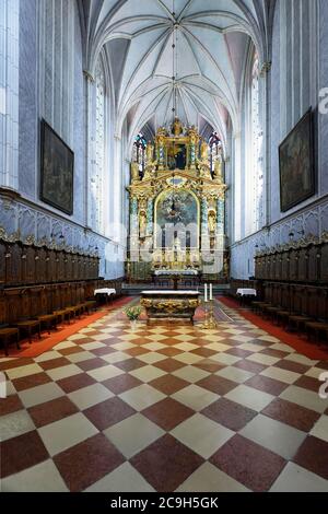 Navata con coro, chiesa collegiata, monastero di Goettweik, ex Koettwein, monastero, abbazia benedettina, patrimonio culturale mondiale dell'UNESCO, comunità di Foto Stock