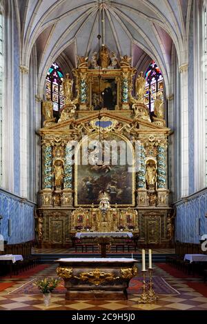 Altare, chiesa collegiata, Abbazia di Goettweik, ex Koettwein, monastero, abbazia benedettina, patrimonio mondiale dell'UNESCO, comunità di Furth, vicino Foto Stock