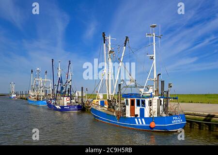 I tagliatori si trovano nel porto di Wremen, Wurster costa del Mare del Nord, bassa Sassonia, Germania Foto Stock