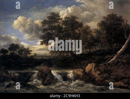 Jacob Isaacksz. Van Ruisdael - Paesaggio con cascata Foto Stock