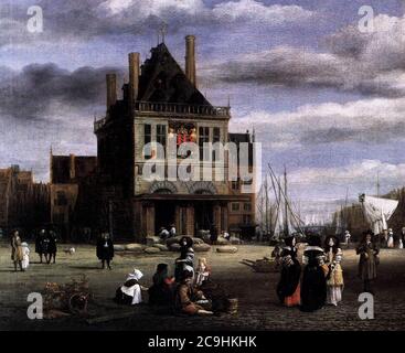 Jacob Isaacksz. Van Ruisdael - Piazza Dam ad Amsterdam (dettaglio) Foto Stock