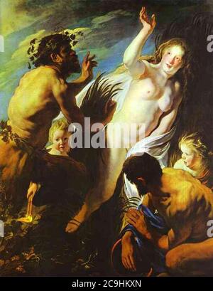 Jacob Jordaens - Pan e Syrinx. Foto Stock