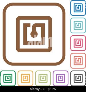 Adesivo NFC icone semplici a colori cornici quadrate arrotondate su sfondo bianco Illustrazione Vettoriale