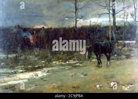 James Guthrie - gli incendi zingari sono bruciare 1881. Foto Stock