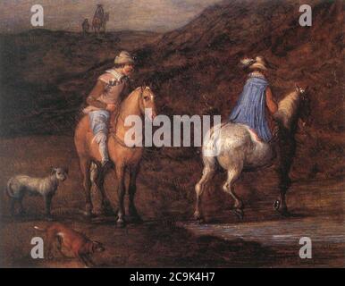 Jan Brueghel (i) - viaggiatori sulla strada (dettaglio) Foto Stock