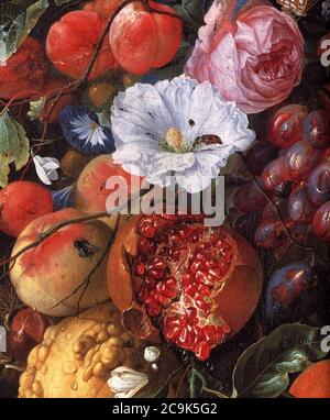 Jan Davidsz. De Heem - Festoon di frutta e fiori (dettaglio) Foto Stock