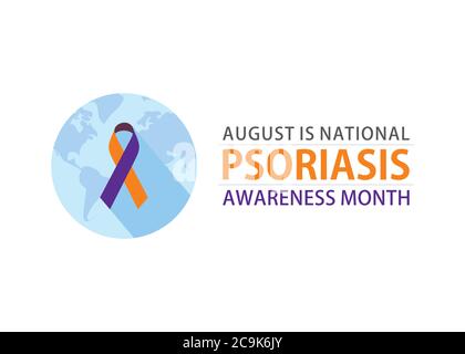 illustrazione vettoriale di agosto è il disegno nazionale della bandiera del mese di consapevolezza della psoriasi Illustrazione Vettoriale