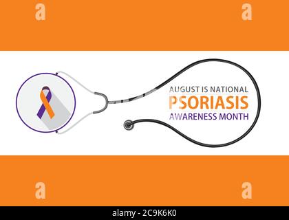 illustrazione vettoriale di agosto è il disegno nazionale della bandiera del mese di consapevolezza della psoriasi Illustrazione Vettoriale