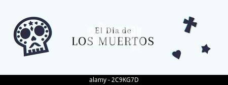 Banner Web di vendita El dia De Los Muertos. Giorno del Dead Clearance Promo background Illustrazione Vettoriale