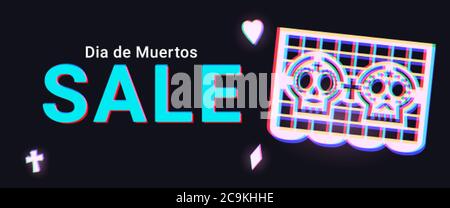 Banner Web di vendita El dia De Los Muertos. Giorno del Dead Clearance Promo background Illustrazione Vettoriale