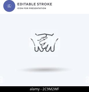 Vettore icona handshake, segno piatto riempito, pittogramma solido isolato su bianco, illustrazione del logo. Icona di sincronizzazione per la presentazione. Illustrazione Vettoriale