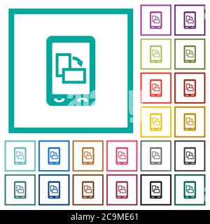 Modifica l'orientamento del display mobile icone a colori piatte con cornici quadranti su sfondo bianco Illustrazione Vettoriale