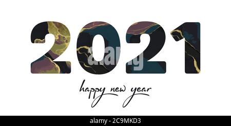 Happy New Year 2021 Luxury 2021 Happy New Year elegante design - immagine vettoriale dei numeri dorati del logo 2021 su sfondo bianco Illustrazione Vettoriale