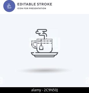 Vettore icona tazza da tè, segno piatto riempito, pittogramma solido isolato su bianco, illustrazione del logo. Icona della tazza da tè per la presentazione. Illustrazione Vettoriale