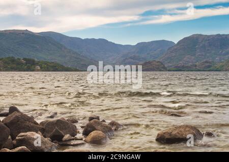 Puebla de Sanabria, Zamora/Spagna; 16 agosto 2013. Laguna nel Parco Naturale del Lago di Sanabria Foto Stock