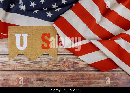 Patriottismo festivo federale del Labor Day Memorial Day della bandiera americana sullo sfondo Foto Stock