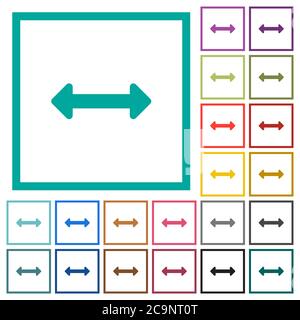 Ridimensionare le icone orizzontali a colori piatti con cornici quadranti su sfondo bianco Illustrazione Vettoriale