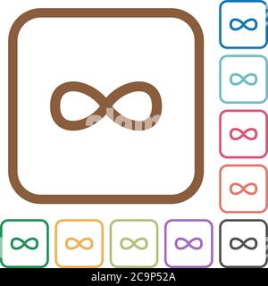 Simbolo Infinity icone semplici a colori cornici quadrate arrotondate su sfondo bianco Illustrazione Vettoriale