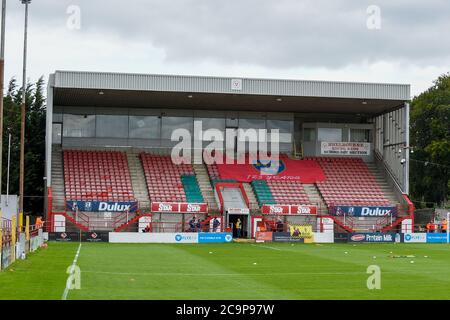 Vista generale del parco di Tolka durante la partita SSE Airtricity Premier Division tra Shelbourne FC e Waterford FC al parco di Tolka a Dublino, Irlanda il 1 agosto 2020 (Foto di Andrew SURMA/SIPA USA) Credit: Sipa USA/Alamy Live News Foto Stock