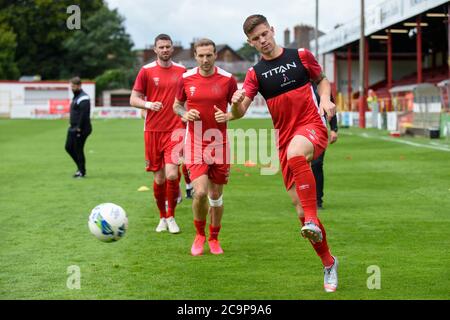 Giocatori di Shelbourne durante il warm-up precedente la partita SSE Airtricity Premier Division tra Shelbourne FC e Waterford FC al Tolka Park di Dublino, Irlanda il 1 agosto 2020 (Foto di Andrew SURMA/SIPA USA) Credit: Sipa USA/Alamy Live News Foto Stock