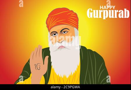 Il guru nanak jayanti Gurpurab, conosciuto anche come il Prakash Utsav di Guru Nanak e il Guru Nanak Jayanti, celebra la nascita del primo Guru di Sikh Illustrazione Vettoriale