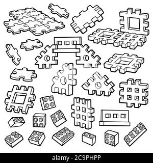 Cartoon doodles giochi da tavolo oggetti set Illustrazione Vettoriale