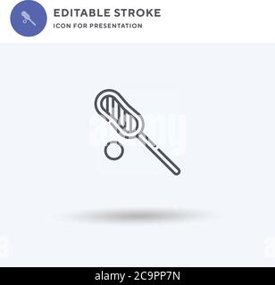 Vettore di icone di lacrosse, segno piatto riempito, pittogramma solido isolato su bianco, illustrazione del logo. Icona lacrosse per la presentazione. Illustrazione Vettoriale