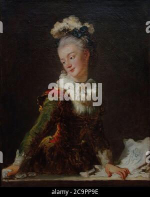 Jean Honoré Fragonard (1732-1806). Pintor francés. Ritrato de Marie-Madeleine Guimard, hacia 1769. Museo del Louvre. París. Francia. Foto Stock