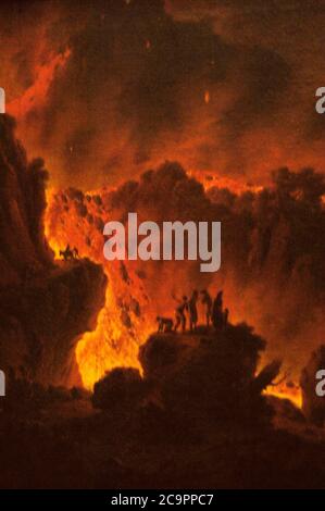 Michael Wutky (1739-1823). Pintor austriaco. La erupción del Vesuvio, hacia 1780. Detalle. Museo del Louvre. París. Francia. Foto Stock