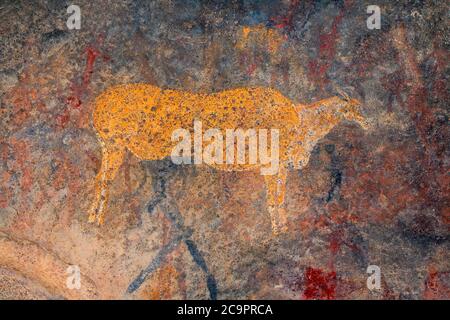 I Boscimani (SAN) rock pittura di un' antilope antilope, Sud Africa Foto Stock