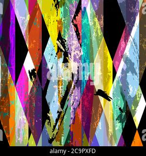 composizione astratta dello sfondo, con rombo, tratti e schizzi Illustrazione Vettoriale