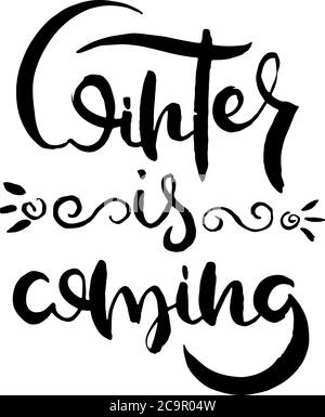 L'inverno è in arrivo. Grafica isolata con caratteri grunge. Francobollo tipografico per t-shirt grafica, stampa, poster, banner, volantino, tag, cartolina. Immagine vettoriale Illustrazione Vettoriale