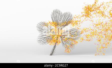 Albero crescente in una forma di Clover. Concetto ecologico. Giorno di San Patrizio. Rendering 3D. Foto Stock